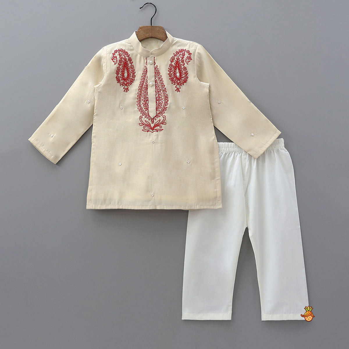 Hand Dori Embroidered Faux Mirror Work Kurta And Pyjama
