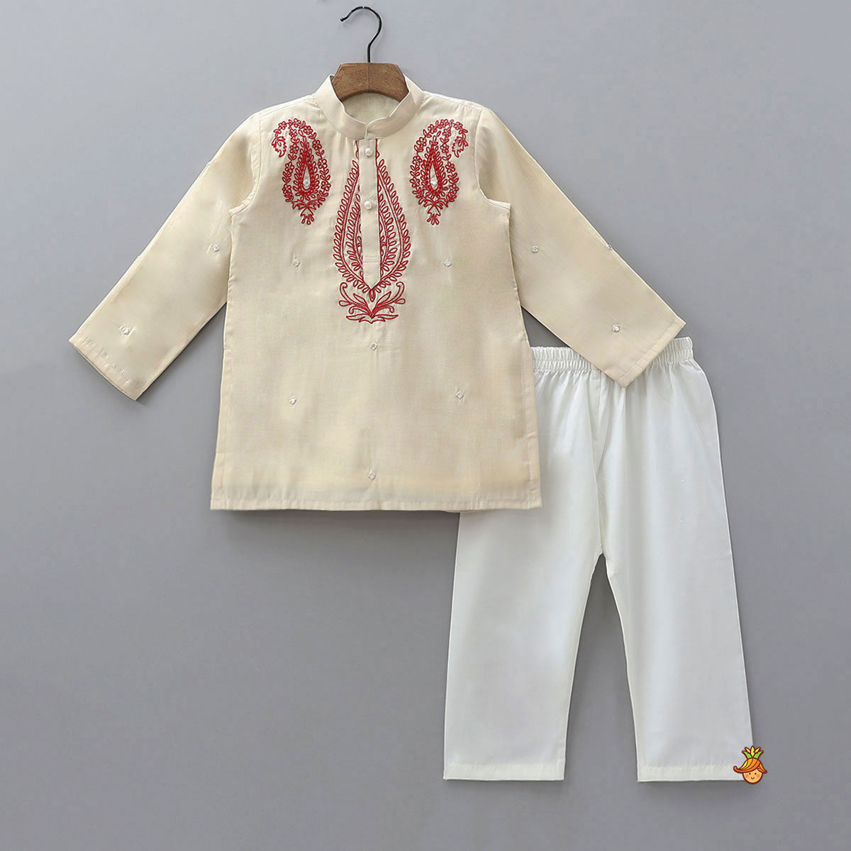 Hand Dori Embroidered Faux Mirror Work Kurta And Pyjama