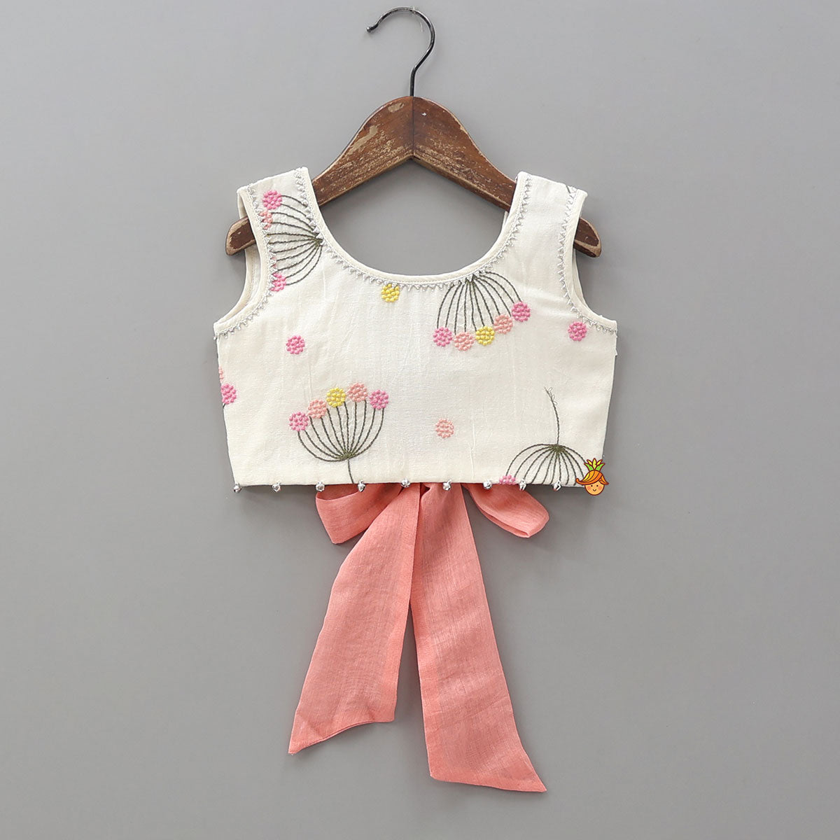 Soft Floral Tie Back Crop Top With Lehenga