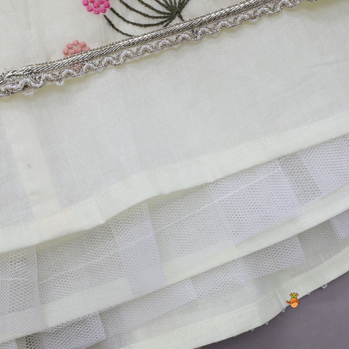 Soft Floral Tie Back Crop Top With Lehenga
