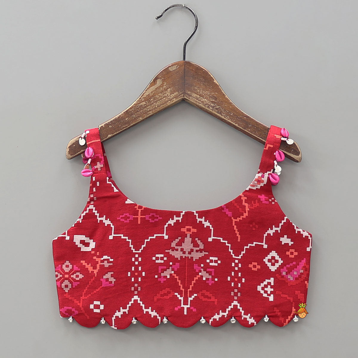 Scalloped Crop Top And Lehenga