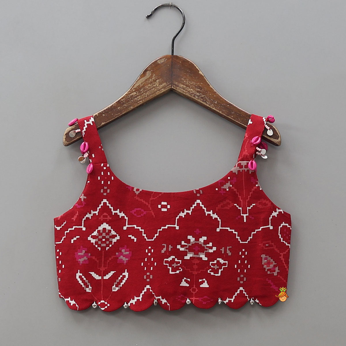 Scalloped Crop Top And Lehenga