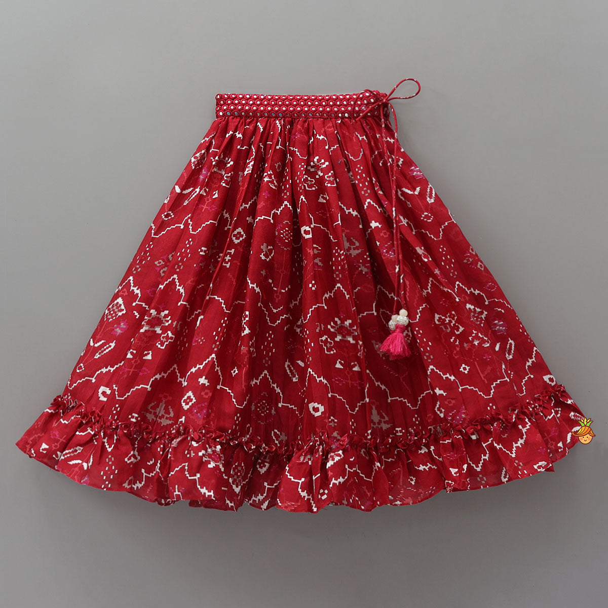 Scalloped Crop Top And Lehenga