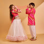 Faux Pocket Detail Leheriya Printed Kurta And Pyjama twinning model image 2