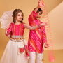 Faux Pocket Detail Leheriya Printed Kurta And Pyjama twinning model image 3
