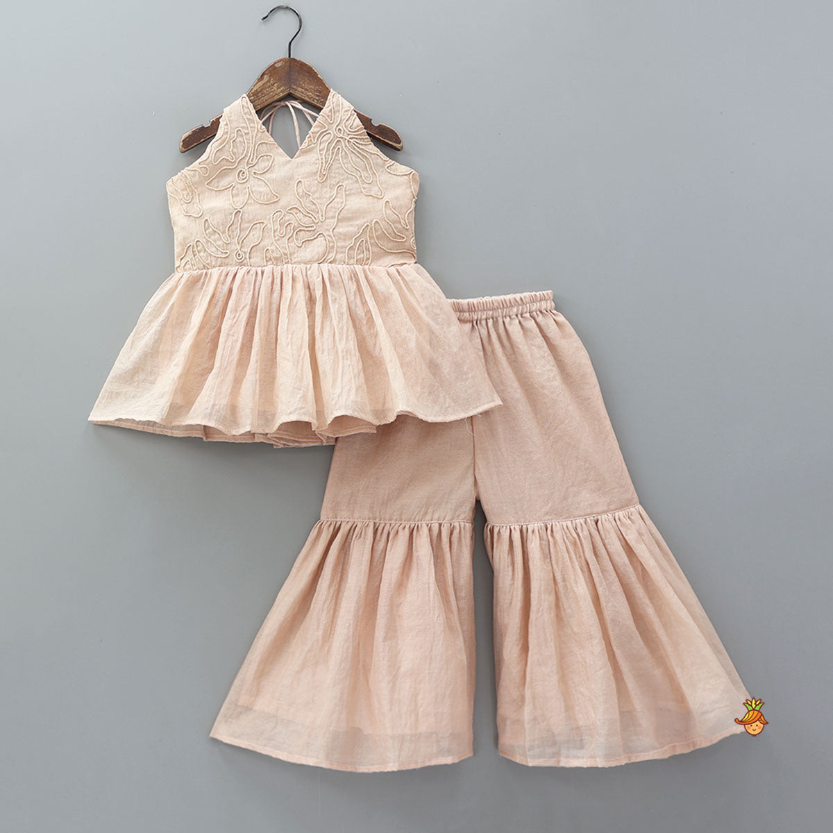 Halter Neck Peplum Top With Sharara