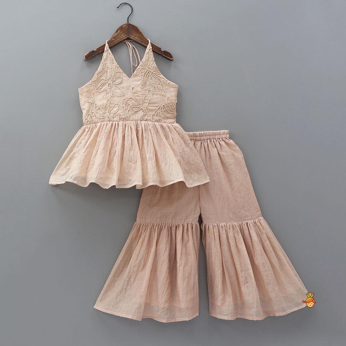 Halter Neck Peplum Top With Sharara