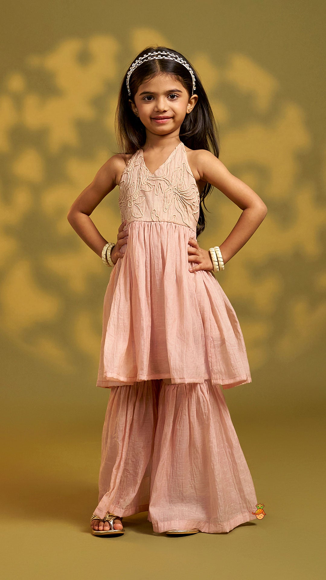 Halter Neck Peplum Top With Sharara