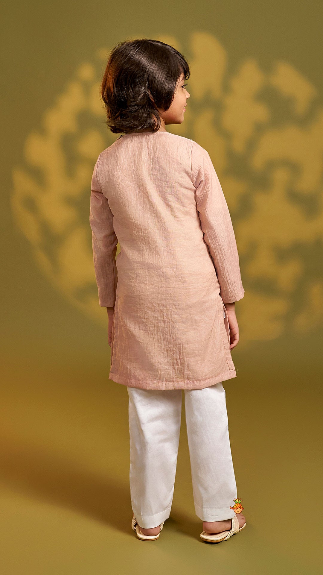 Asymmetrical Cord Embroidered Kurta with Pyjama