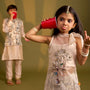 Ethnic Kurta With Animal Motif Jacket And Pyjama twinning model image 4