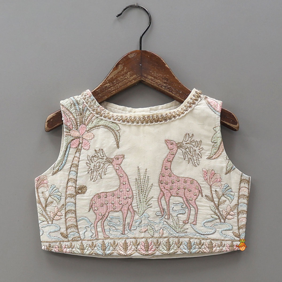 Jungle Inspired Embroidered Crop Top And Lehenga