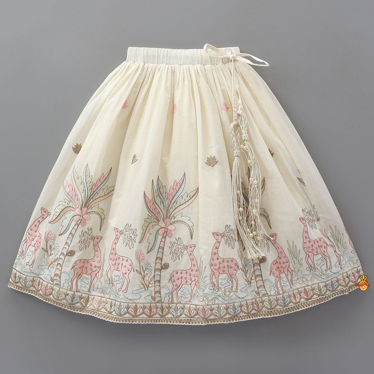 Jungle Inspired Embroidered Crop Top And Lehenga
