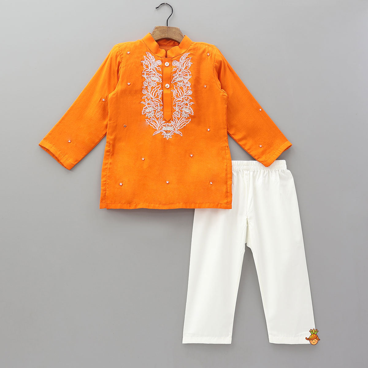 Faux Mirror Work Ethnic Kurta And Pyjama