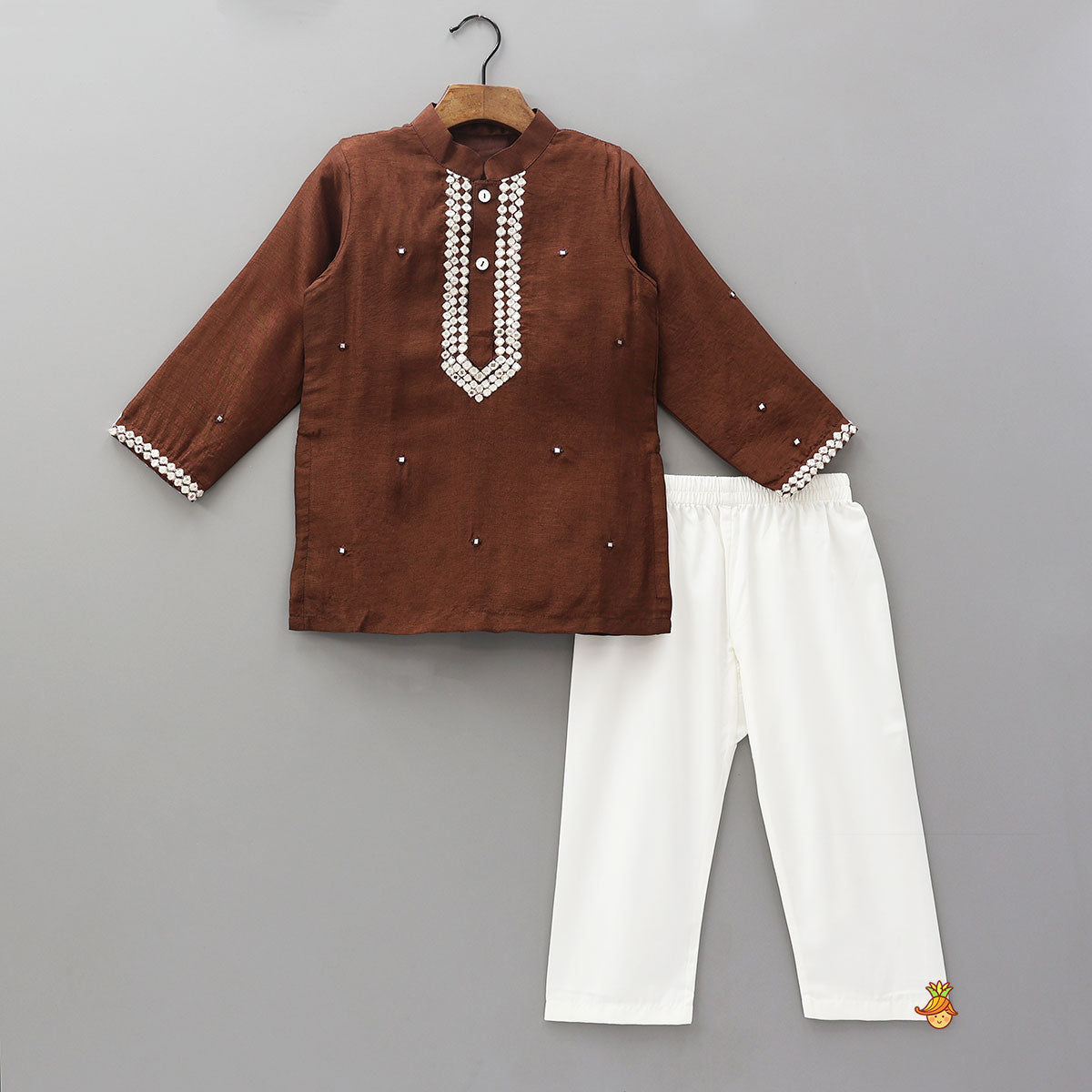 Faux Mirror Work Elegant Kurta And Pyjama