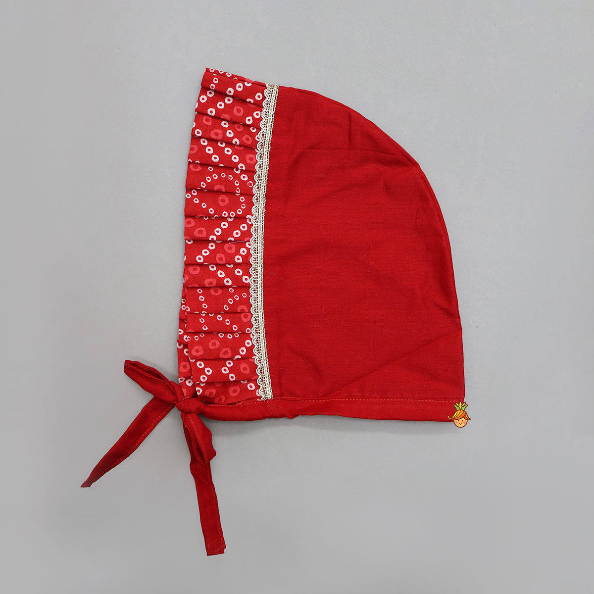 Bandhani Printed Angarkha Style Kurti With Cap Mittens And Booties