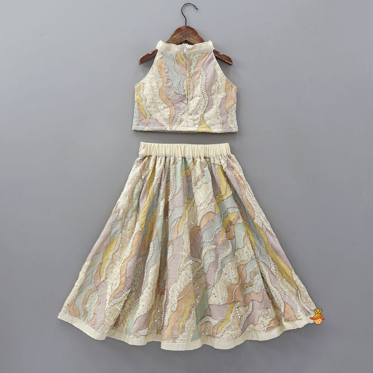 Abstract Embroidered Pattern Skirt And Top