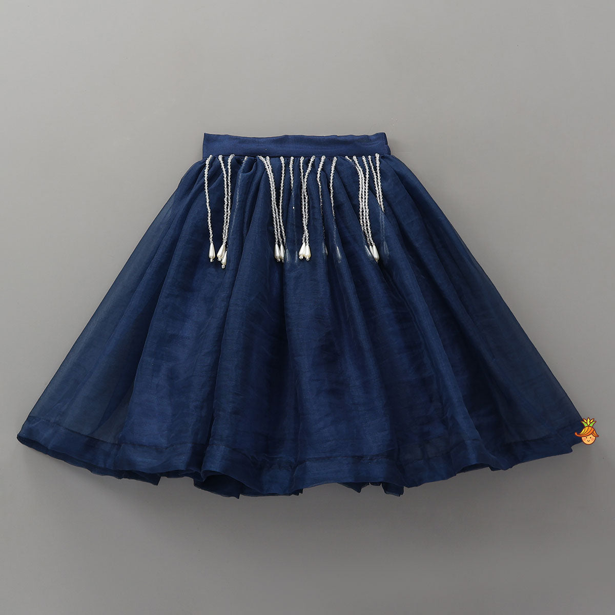 Heavy Embroidered Drape Crop Top And Lehenga With Matching Hair Band