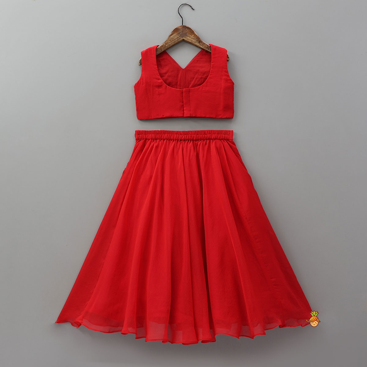 Classy Pleated Crop Top And Lehenga With Cape