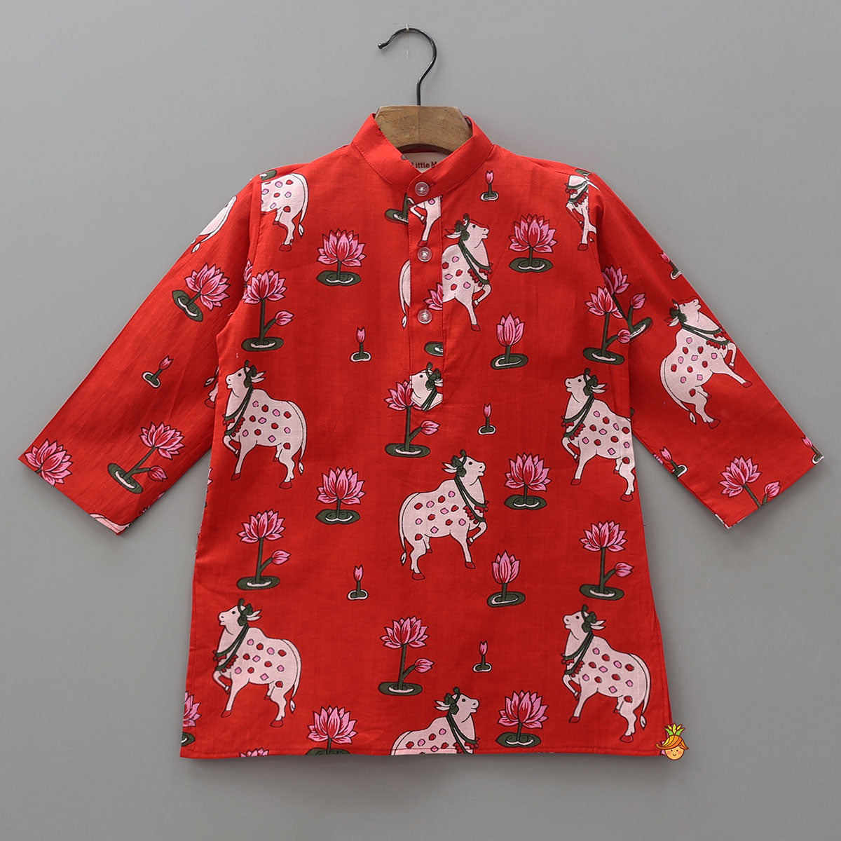 Lotus Printed Ethnic Kurta With Jacket And Churidar