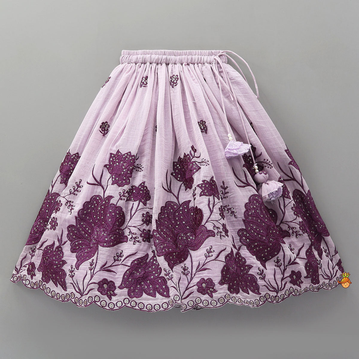 Lavender Floral Embroidered Top And Lehenga