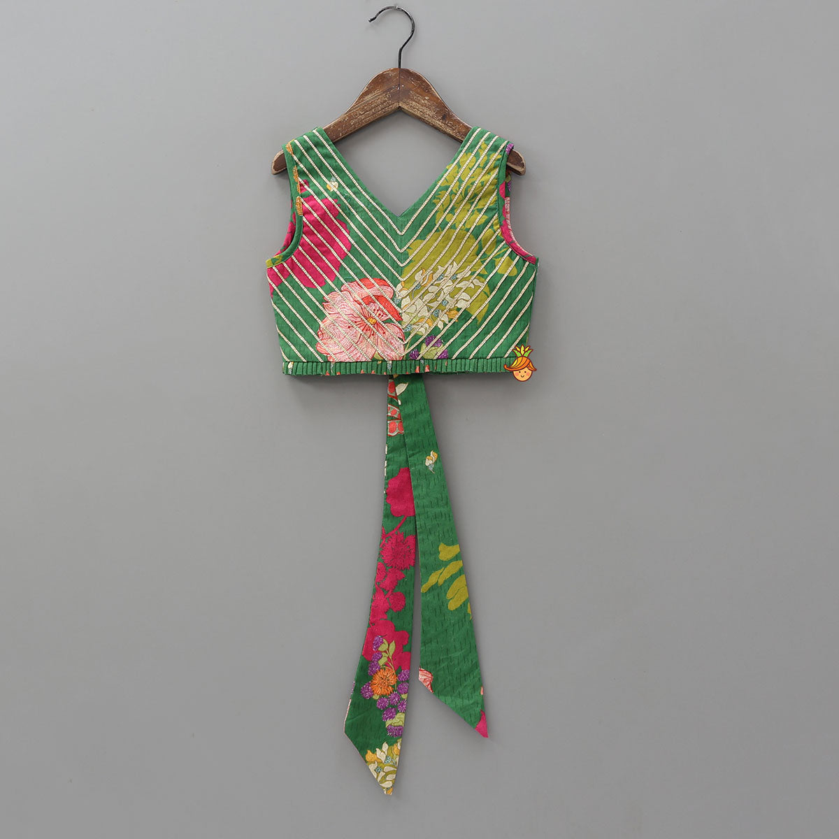 Floral Printed Lace Detailed Top And Lehenga With Dupatta