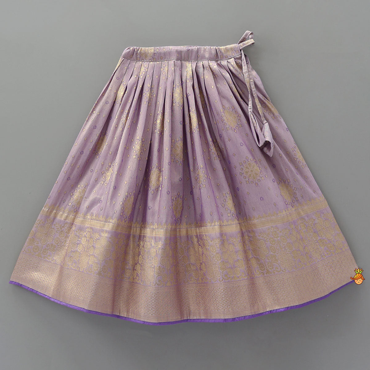 Pleat Detail Sheen Crop Top And Lehenga