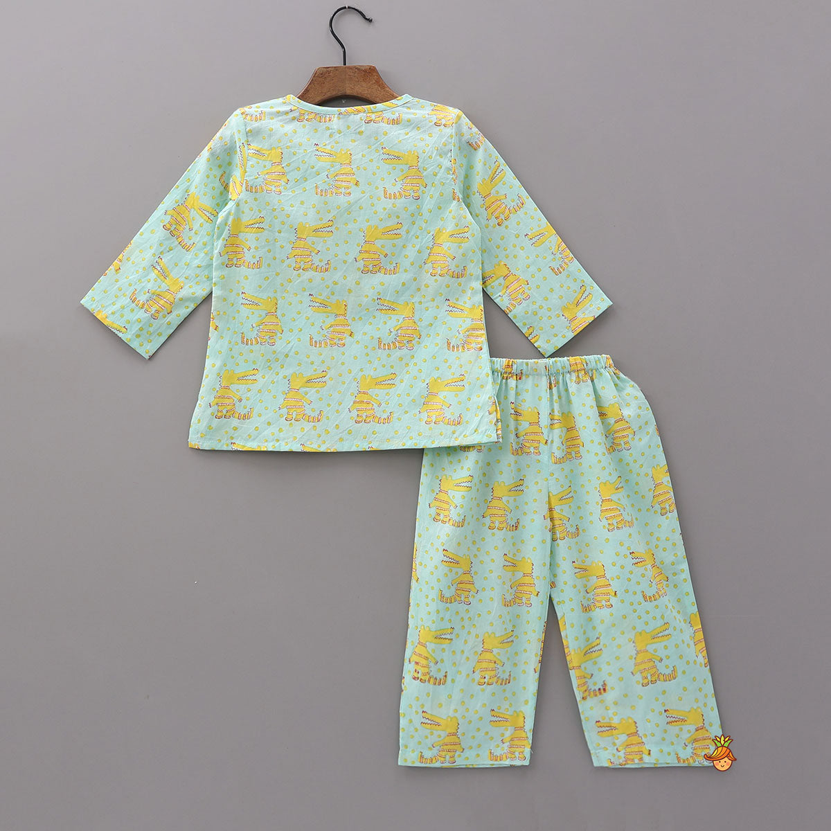 Crocodile Block Print Kurta Pyjama Sleepwear