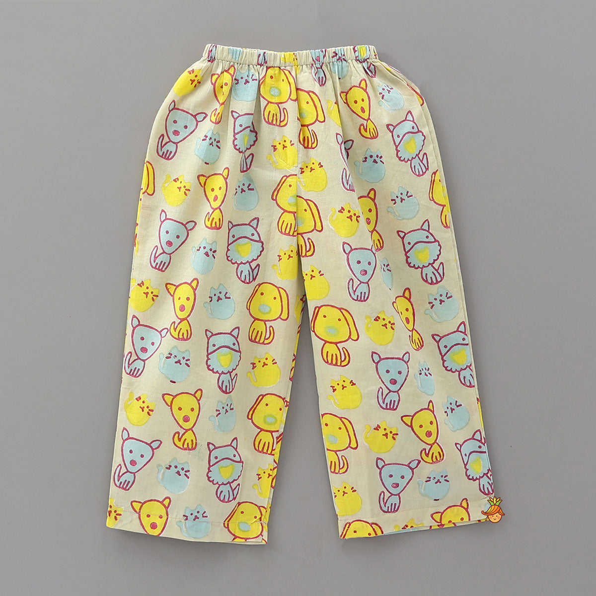 Playful Animal Block Print Kurta and Pyjama Sleepwear
