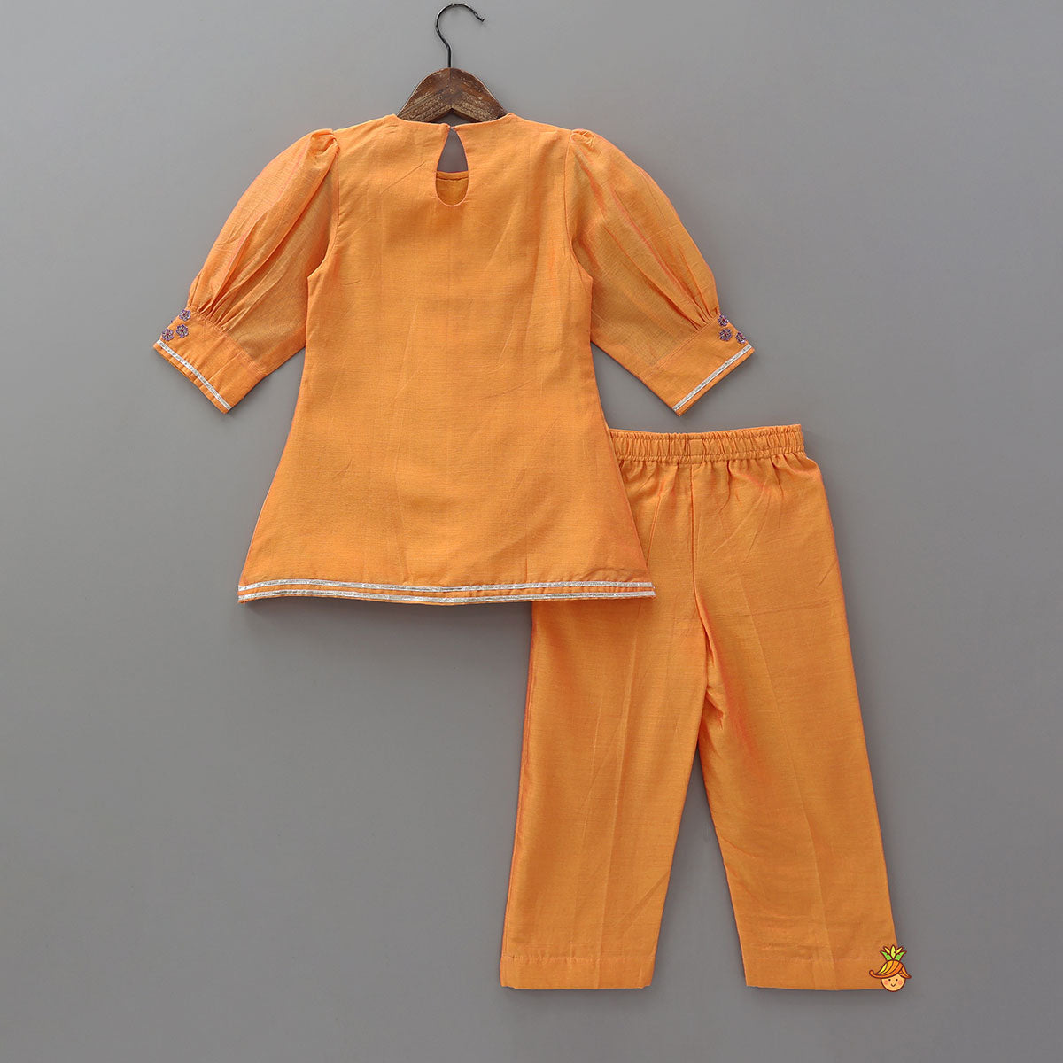 Floral Embroidered Gathered Kurti With Pants