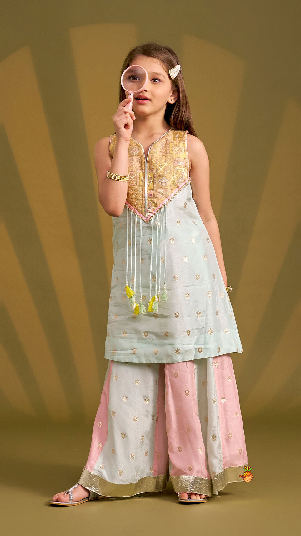 Ethnic Sleeveless Kurti With Wide-Leg Palazzo