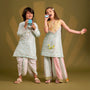 Ethnic Sleeveless Kurti With Wide-Leg Palazzo twinning model image 3