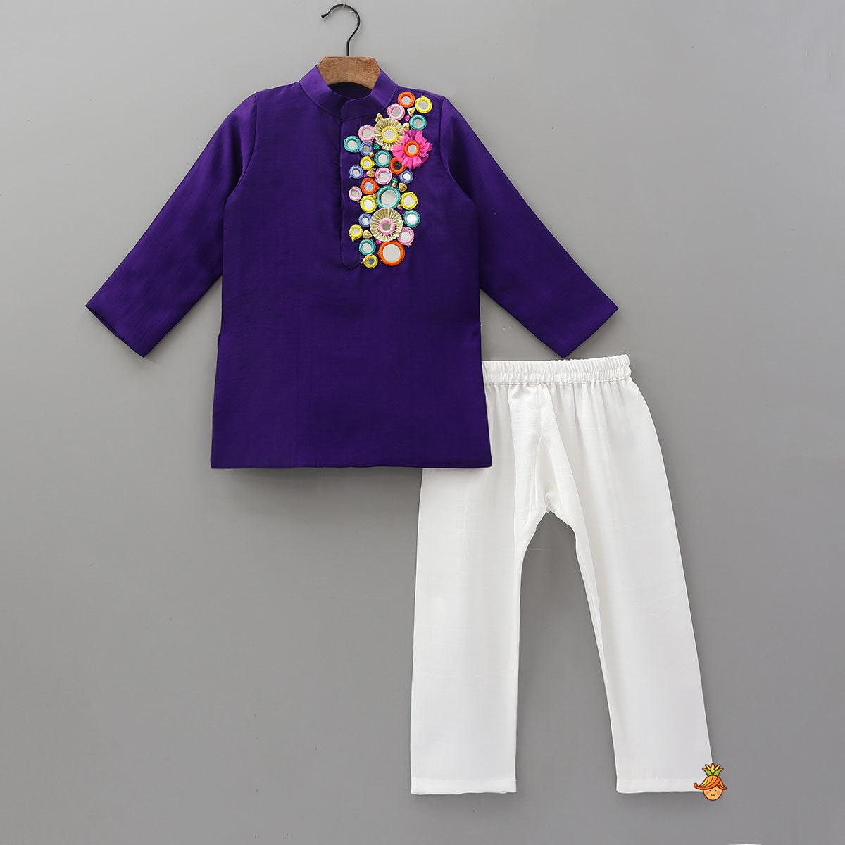 Vibrant Mirror Work Kurta With Pyjama
