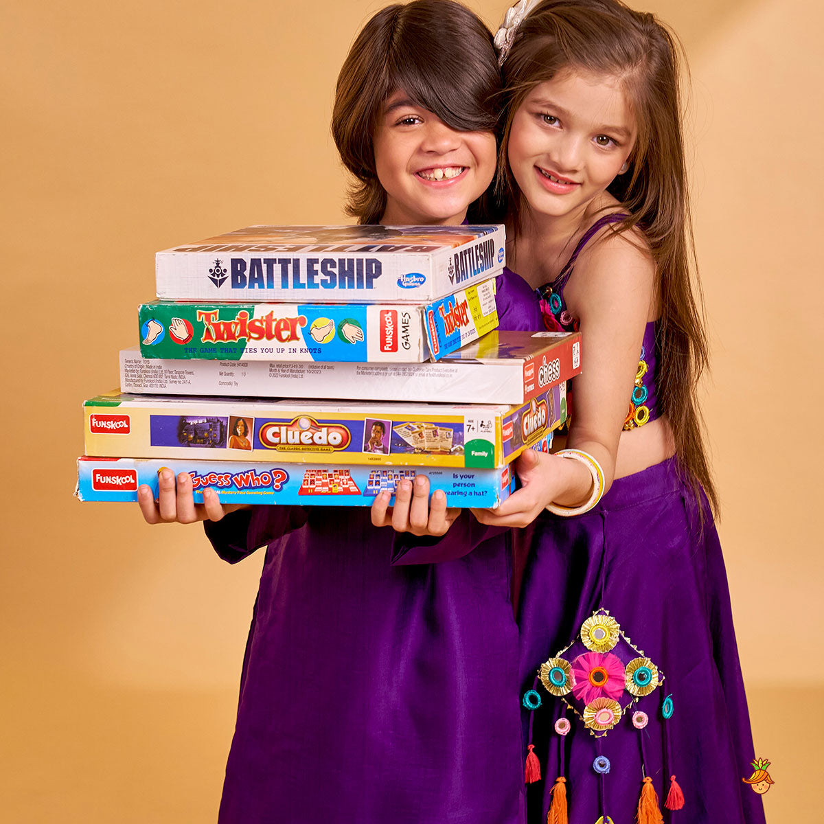 Vibrant Mirror Work Kurta With Pyjama twinning model image 4