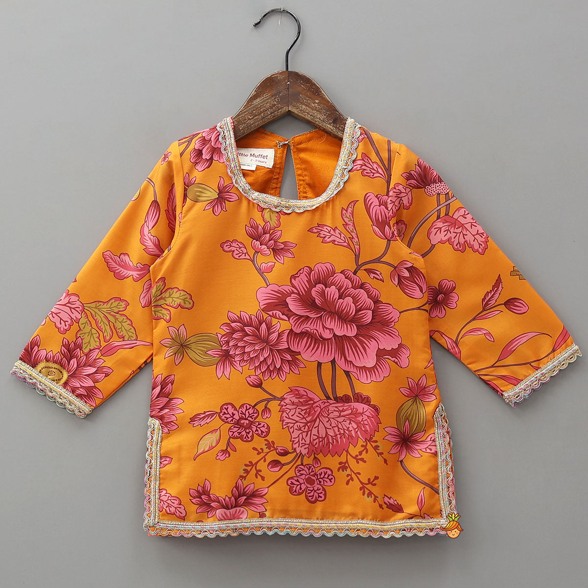 Floral Printed Kurti And Sharara With Contrasting Dupatta