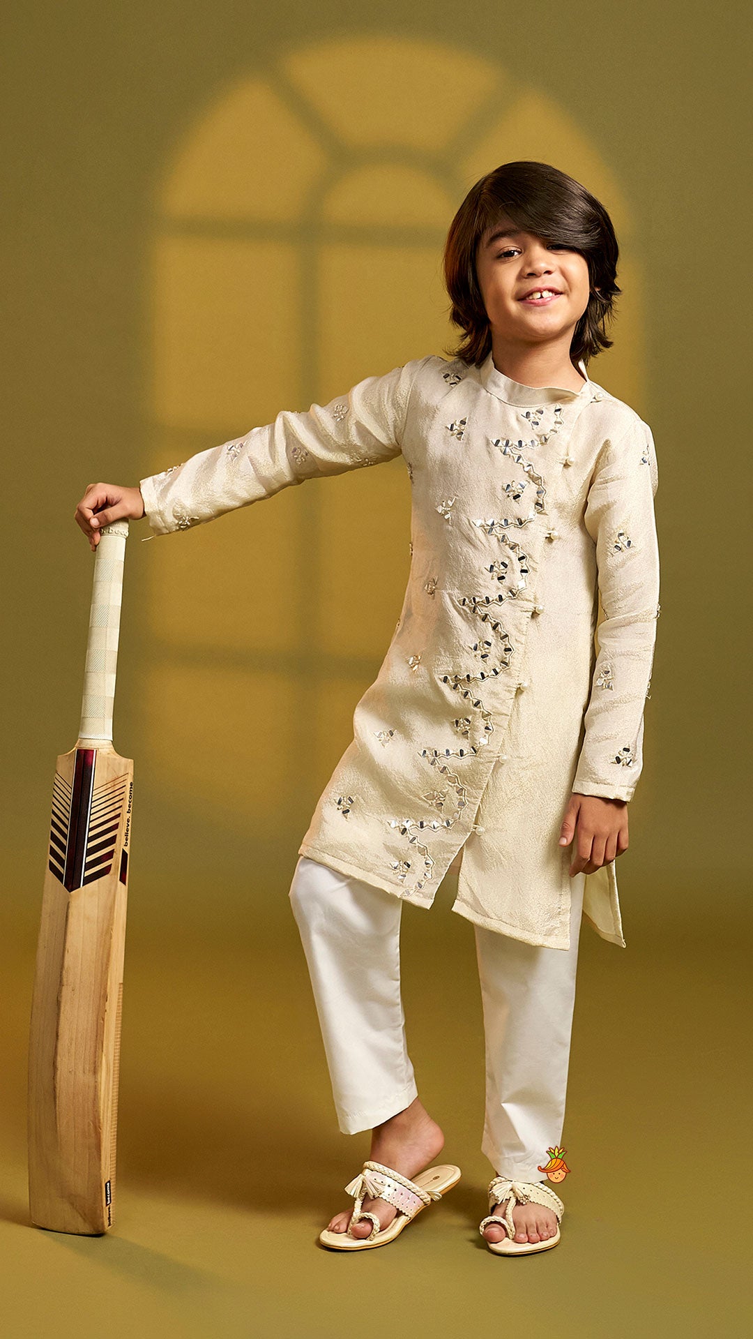 Faux Mirror Work Shimmery Kurta And Pyjama