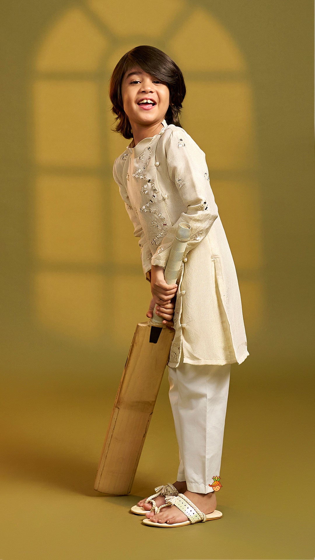 Faux Mirror Work Shimmery Kurta And Pyjama