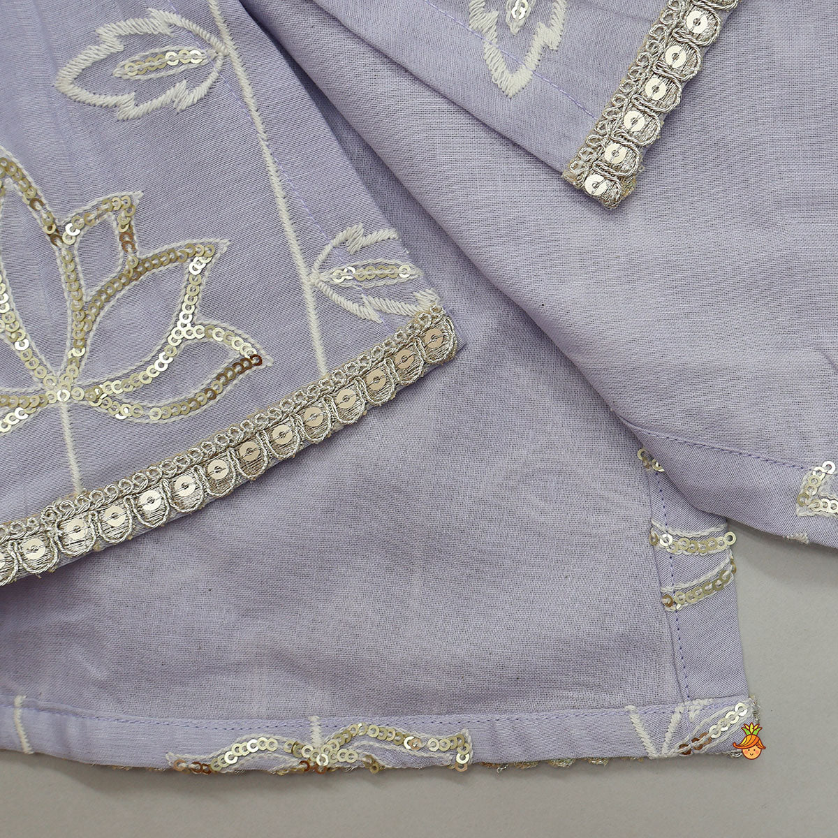 Elegant Lotus-Embroidered Strappy Kurti With Sharara