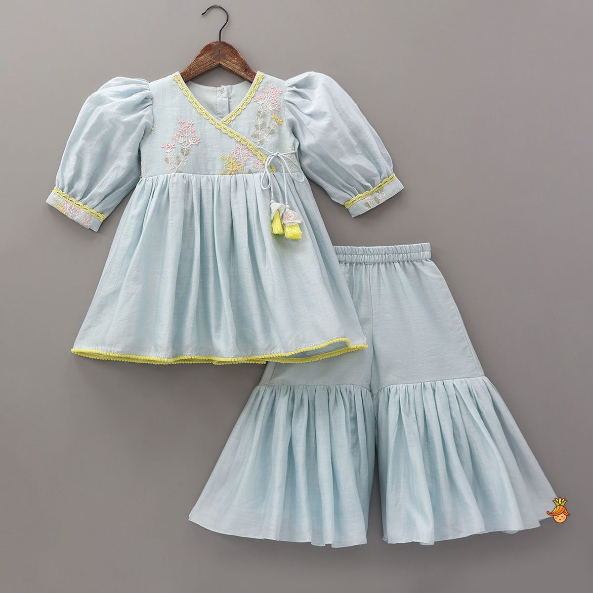 Angrakha Style Pastel Kurta with Sharara