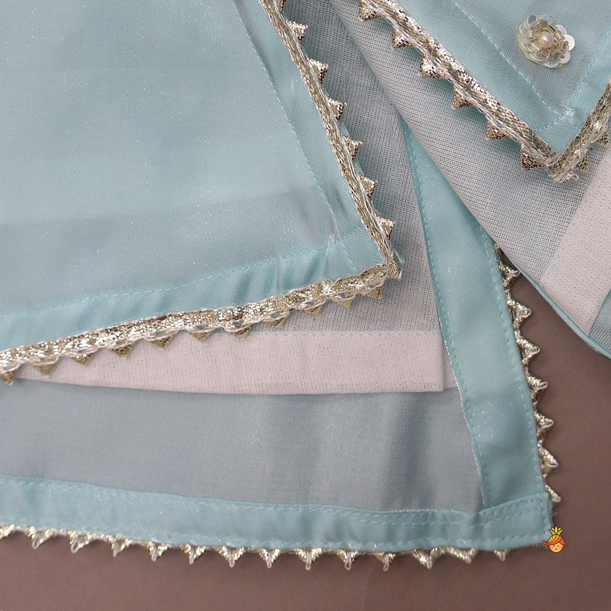 Sleeveless Sheen Elegant Kurti And Crushed Fabric Palazzo With Hair Tie