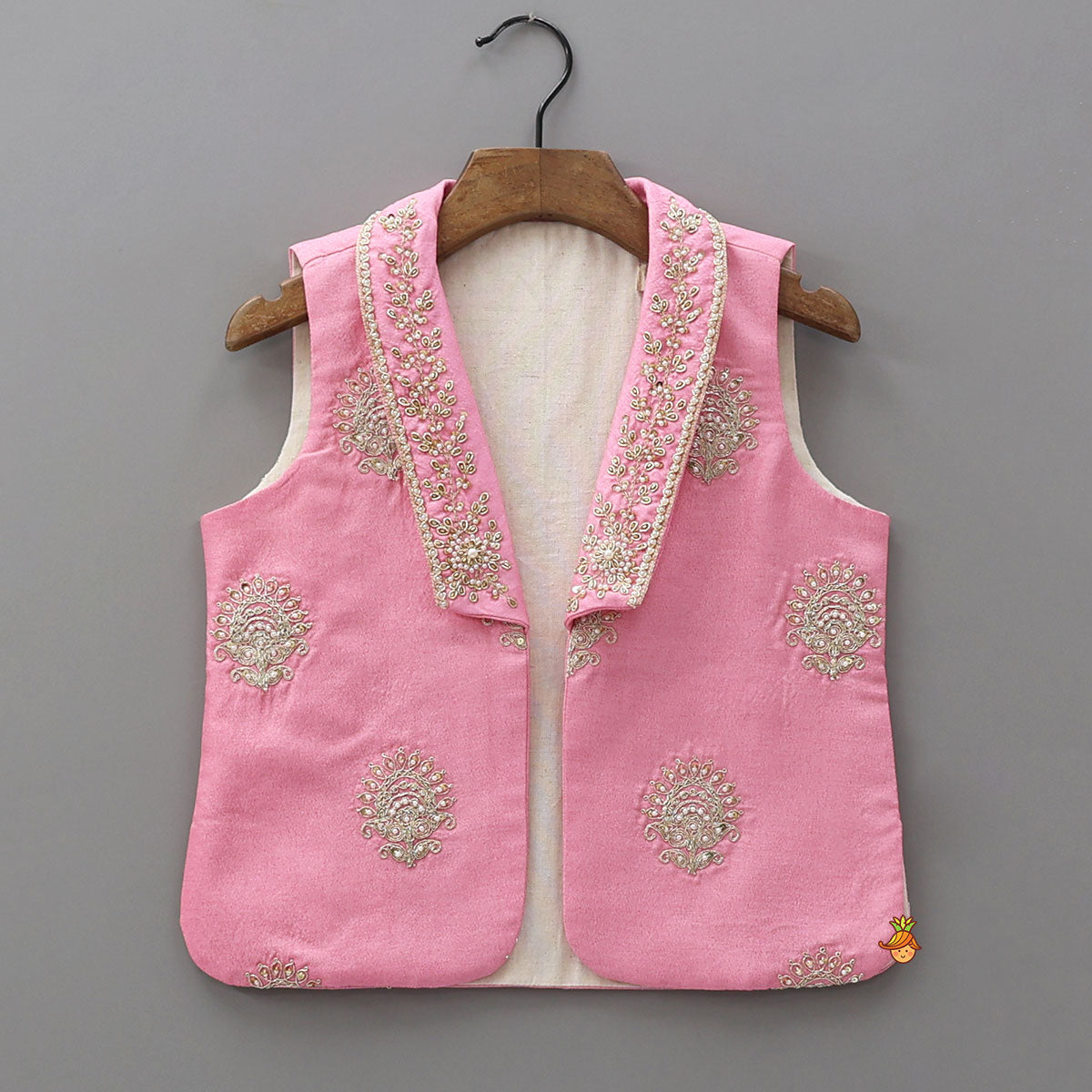 Loop Button Detail Kurta With Collar Neck Jacket And Pyjama
