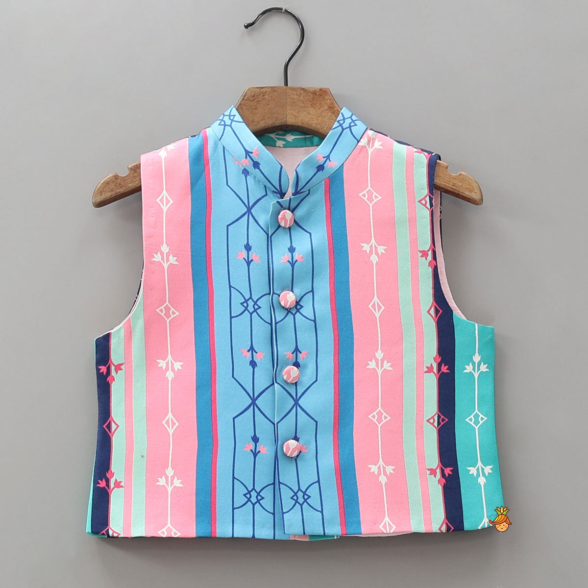 Shirt With Multicolour Striped Jacket And Pyjama