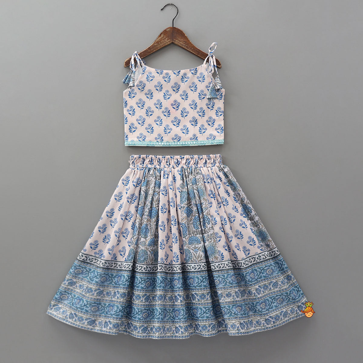 Tie Up Strap Floral Printed Crop Top And Lehenga