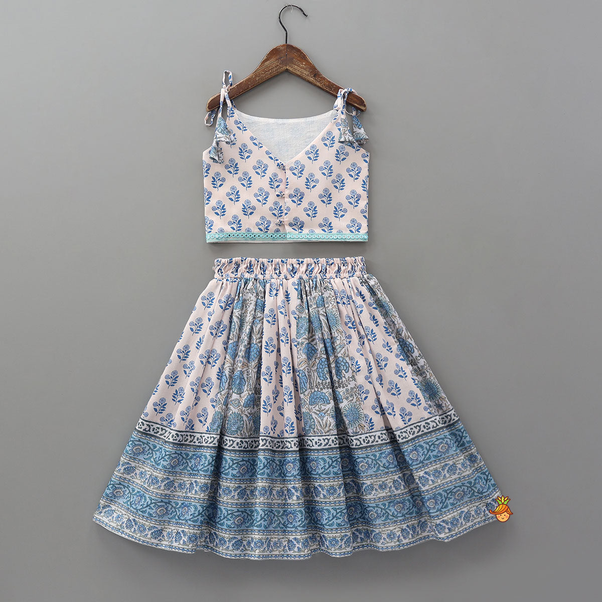Tie Up Strap Floral Printed Crop Top And Lehenga