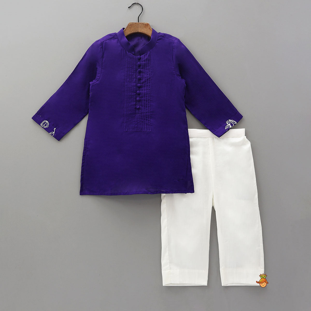 Purple Kurta With Beautiful Embroidered Jacket And Pyjama