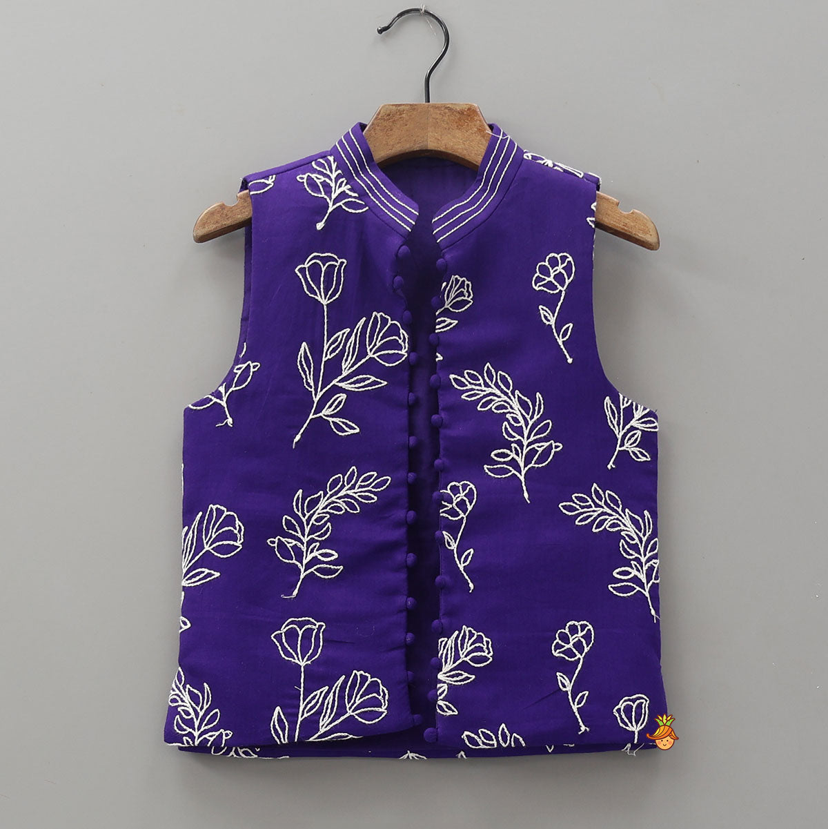 Purple Kurta With Beautiful Embroidered Jacket And Pyjama