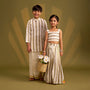 Classic Striped Top And Lehenga twinning model image 2