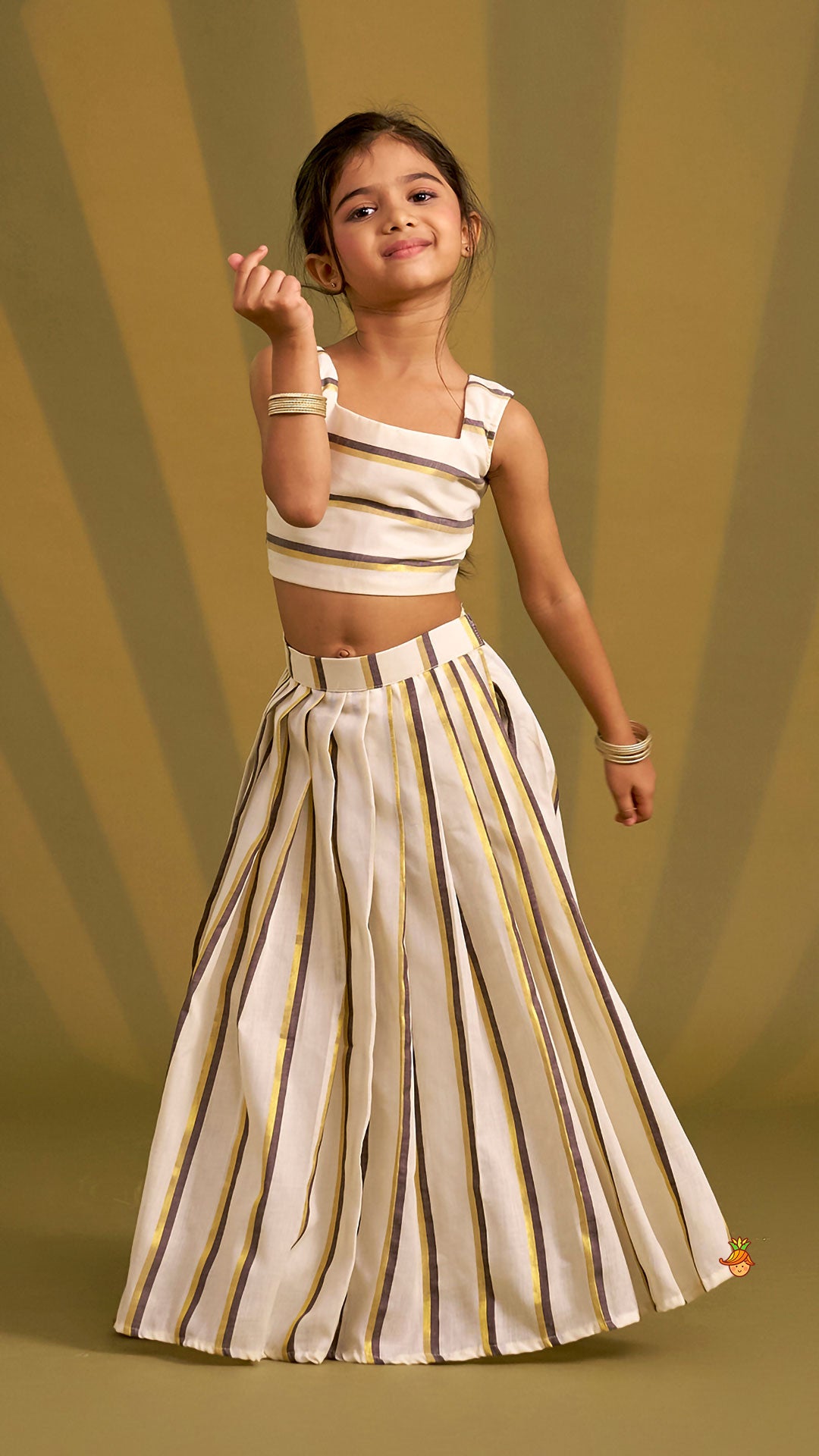 Classic Striped Top And Lehenga