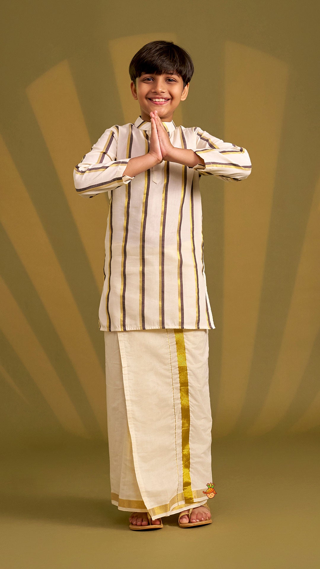 Classic Striped Kurta And Mundu