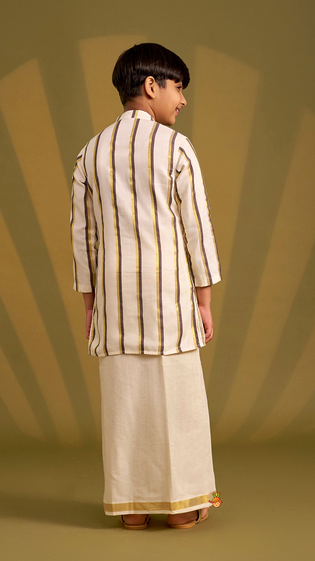 Classic Striped Kurta And Mundu
