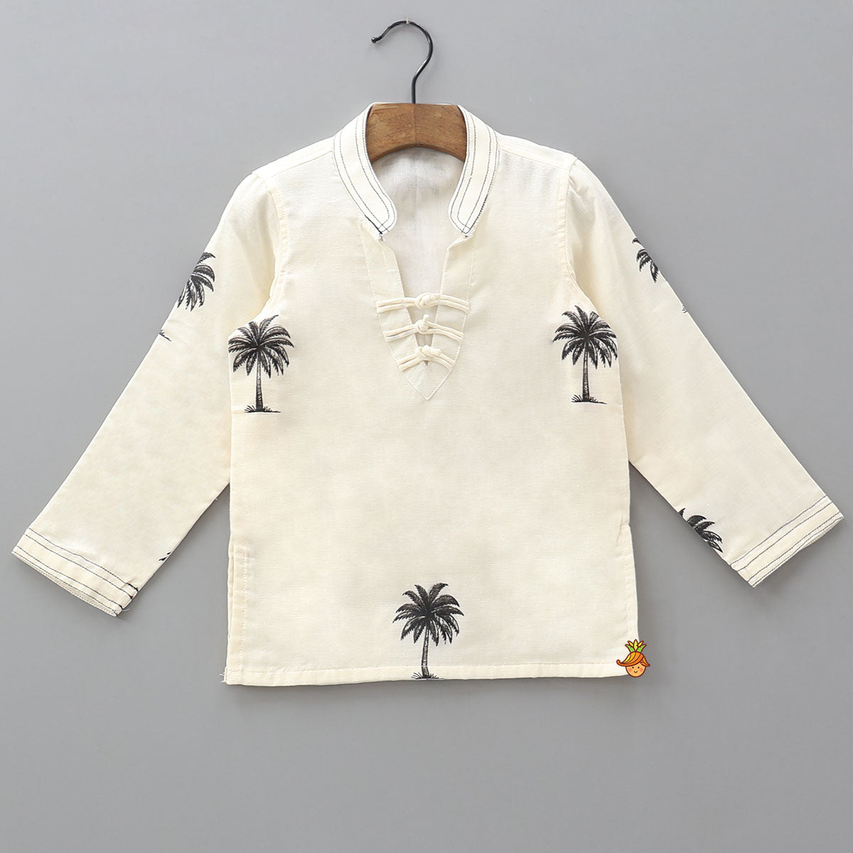 Tree Printed Thread Work Kurta With Mundu